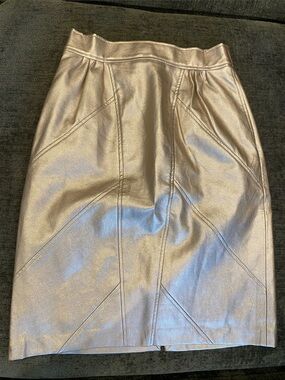 Metallic Gold Pencil Skirt with Panel Detailing